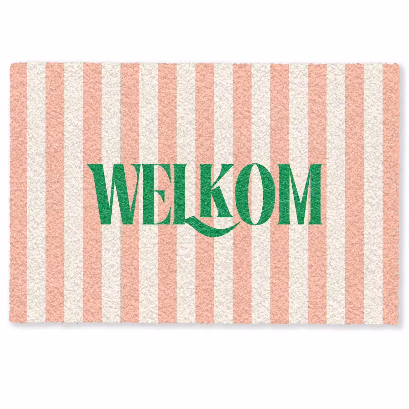 Deurmat - Zachtroze - Groen - Strepen - Welkom — 1