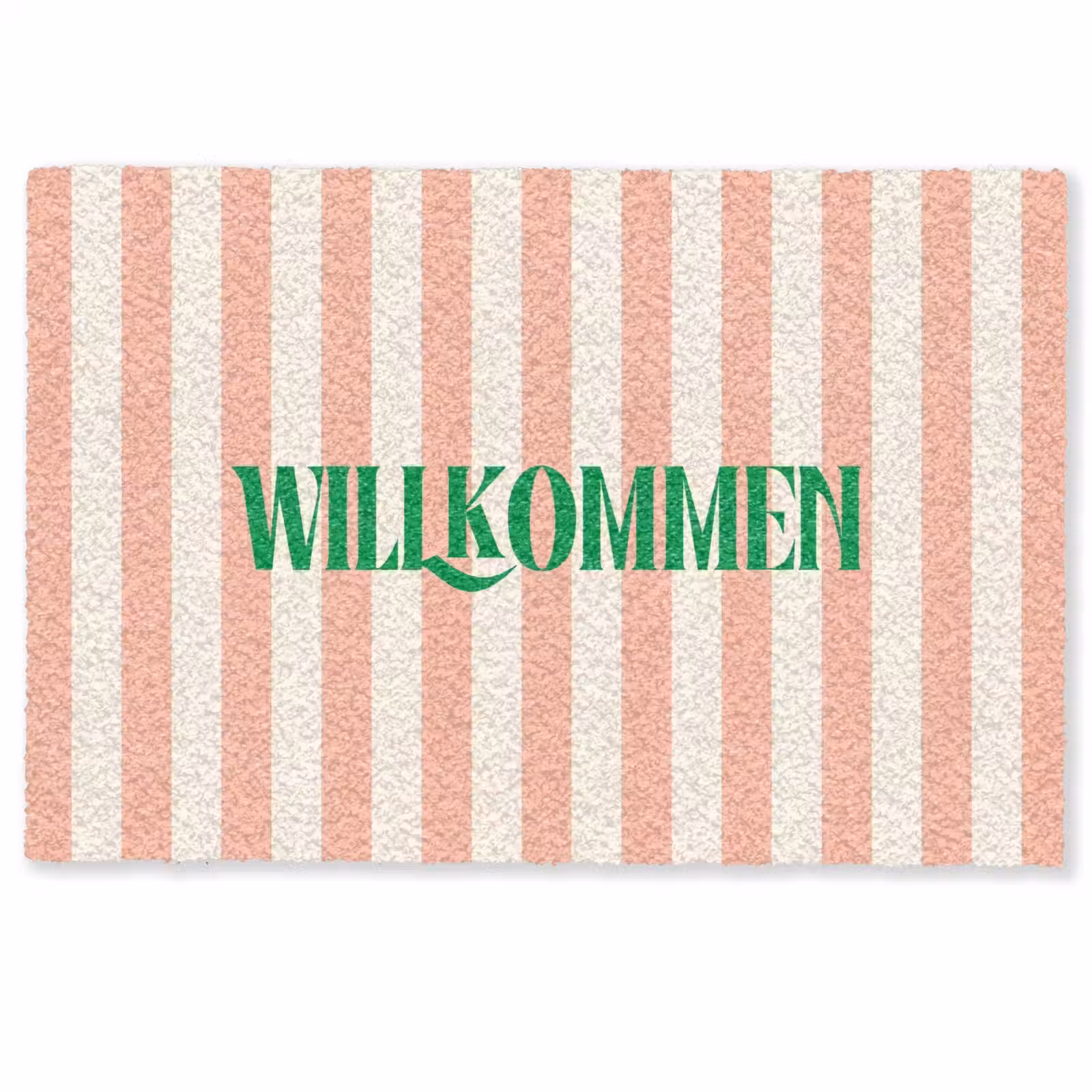 Deurmat - Zachtroze - Groen - Strepen - Wilkommen — 1