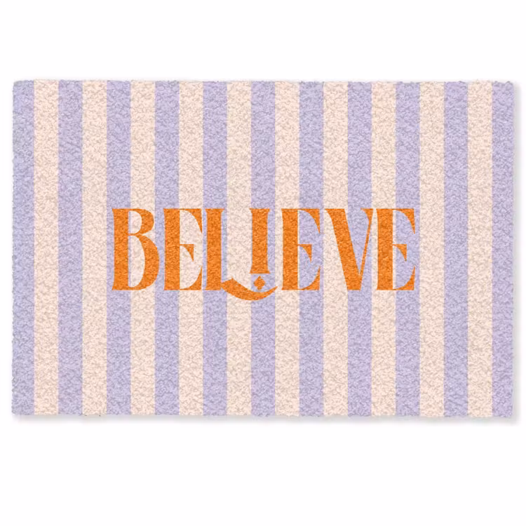 Deurmat - Lila - Oranje - Strepen - Believe — 1