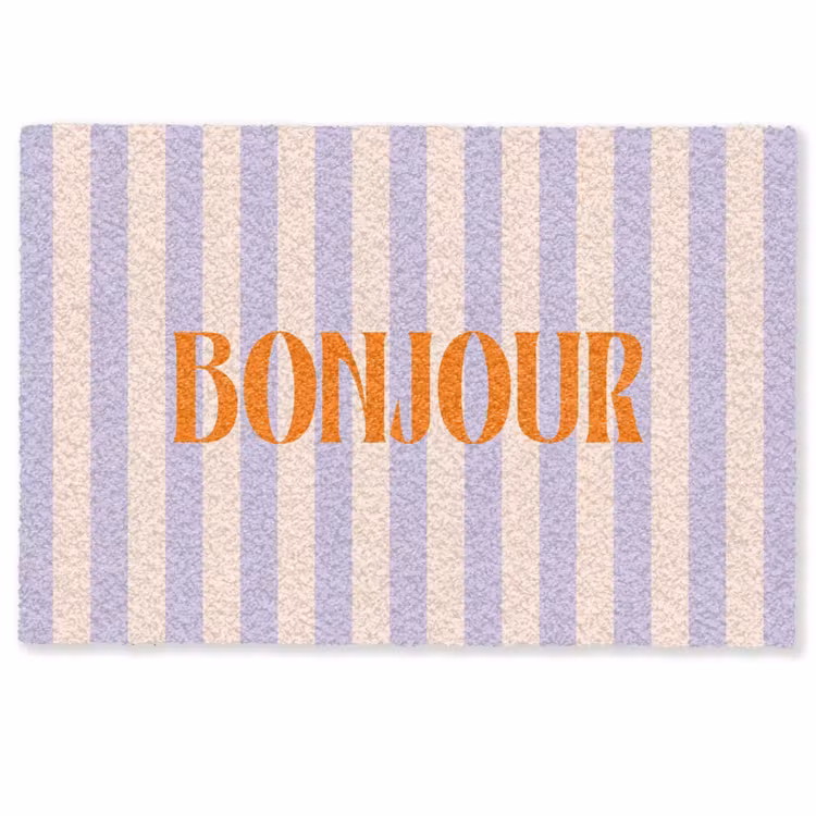 Deurmat - Lila - Oranje - Strepen - Bonjour — 1
