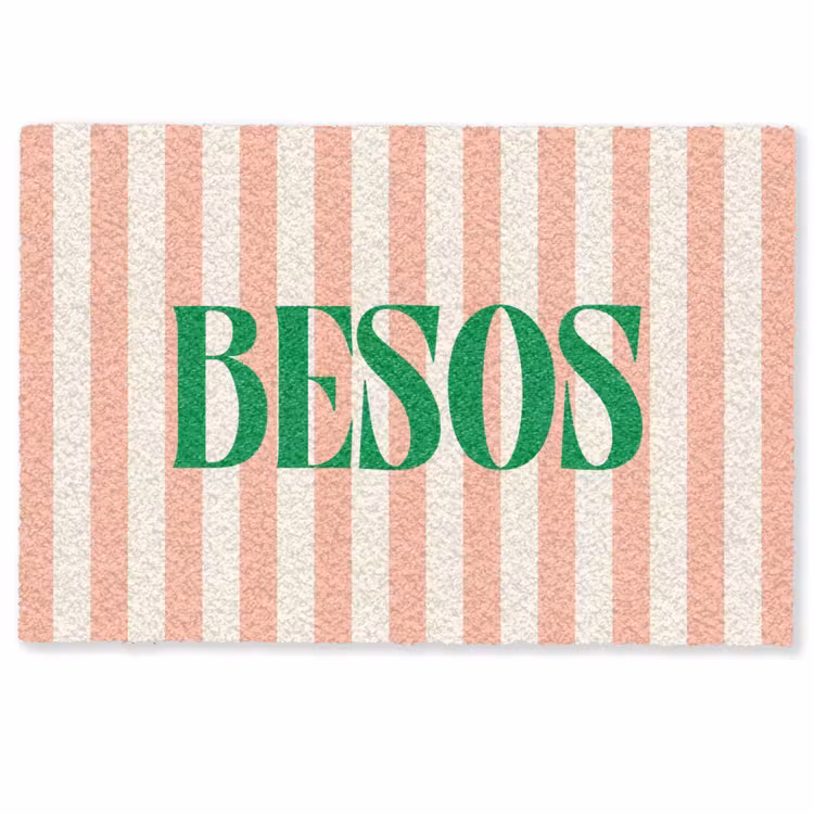 Deurmat - Zachtroze - Groen- Strepen - Besos — 1