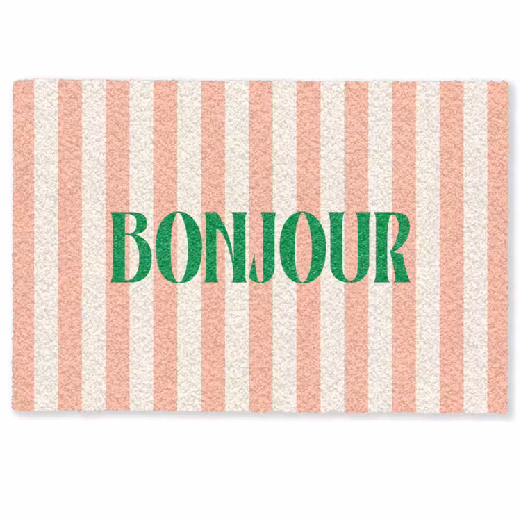 Deurmat - Zachtroze - Groen - Strepen - Bonjour — 1