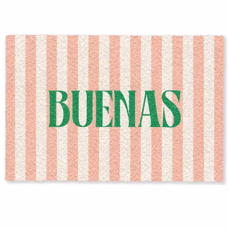 Deurmat - Zachtroze - Groen - Strepen - Buenas — 1