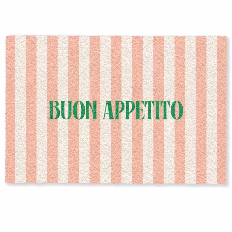 Deurmat - Zachtroze - Groen - Strepen - Buon Appetito — 1