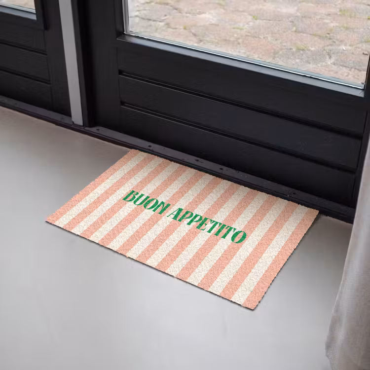Deurmat - Zachtroze - Groen - Strepen - Buon Appetito — 2