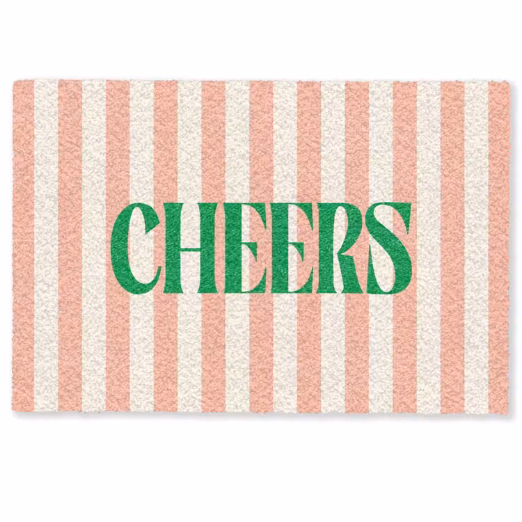 Deurmat - Zachtroze - Groen - Strepen - Cheers — 1