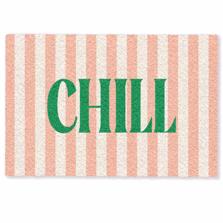 Deurmat - Zachtroze - Groen - Strepen - Chill — 1