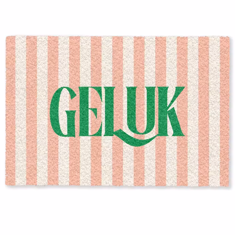 Deurmat - Zachtroze - Groen - Strepen - Geluk — 1