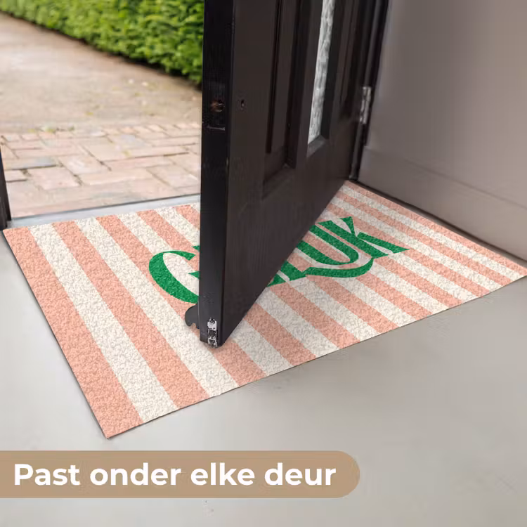 Deurmat - Zachtroze - Groen - Strepen - Geluk — 7
