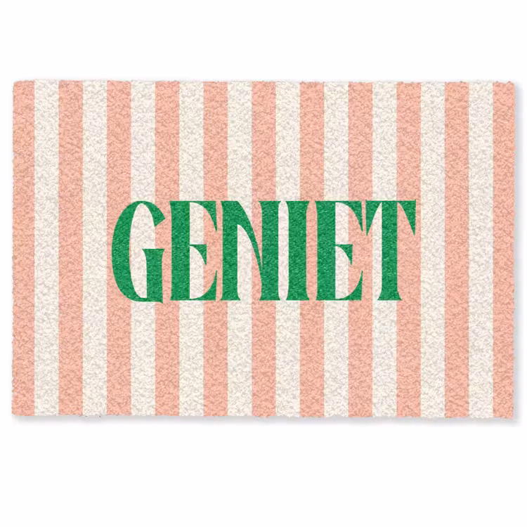 Deurmat - Zachtroze - Groen - Strepen - Geniet — 1
