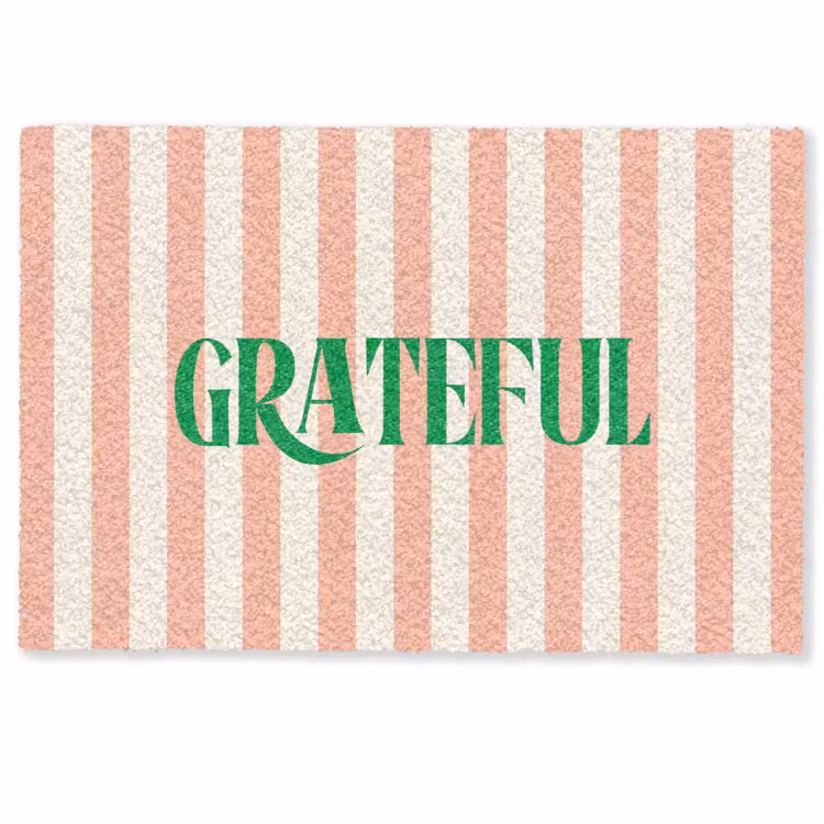 Deurmat - Zachtroze - Groen - Strepen - Grateful — 1