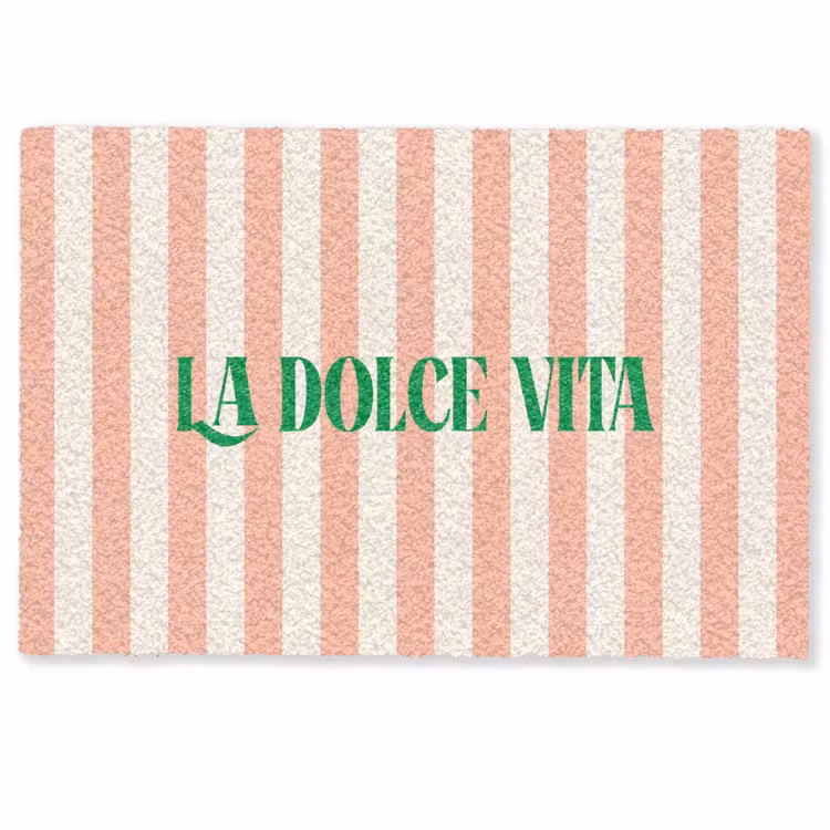 Deurmat - Zachtroze - Groen - Strepen - La Dolce Vita — 1