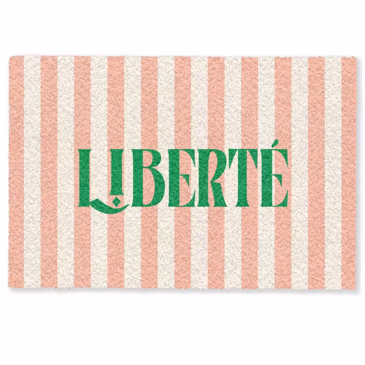 Deurmat - Zachtroze - Groen - Strepen - Liberté — 1