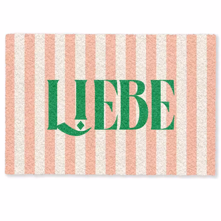 Deurmat - Zachtroze - Groen - Strepen - Liebe — 1