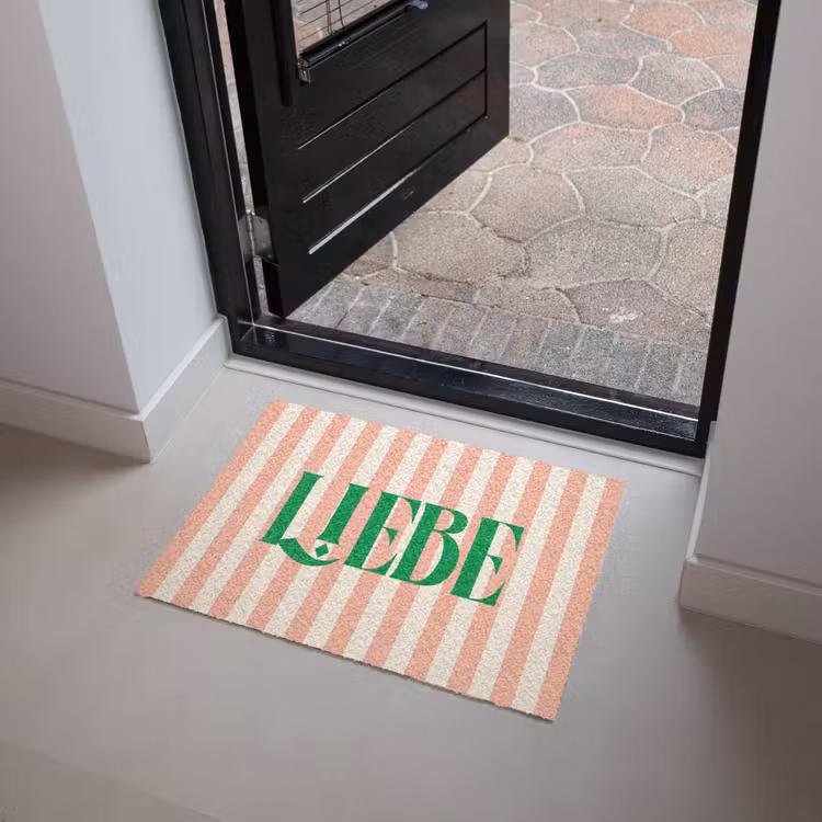 Deurmat - Zachtroze - Groen - Strepen - Liebe — 4