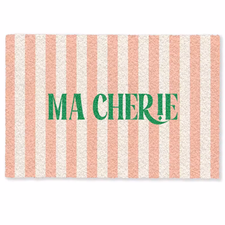 Deurmat - Zachtroze - Groen - Strepen - Ma Cherie — 1