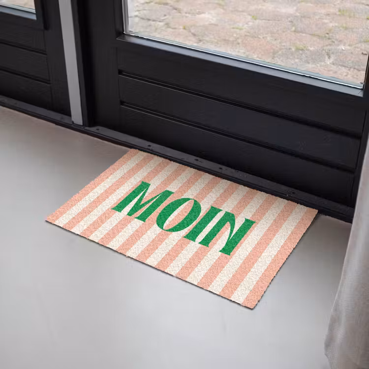 Deurmat - Zachtroze - Groen - Strepen - Moin — 2