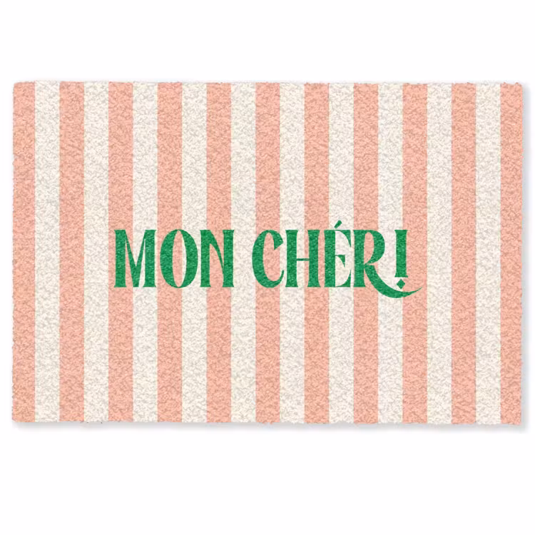 Deurmat - Zachtroze - Groen - Strepen - Mon Chéri — 1