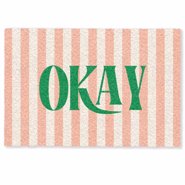 Deurmat - Zachtroze - Groen - Strepen - Okay — 1