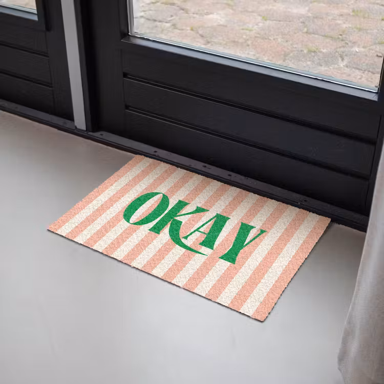 Deurmat - Zachtroze - Groen - Strepen - Okay — 2