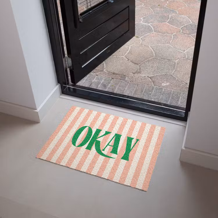 Deurmat - Zachtroze - Groen - Strepen - Okay — 4