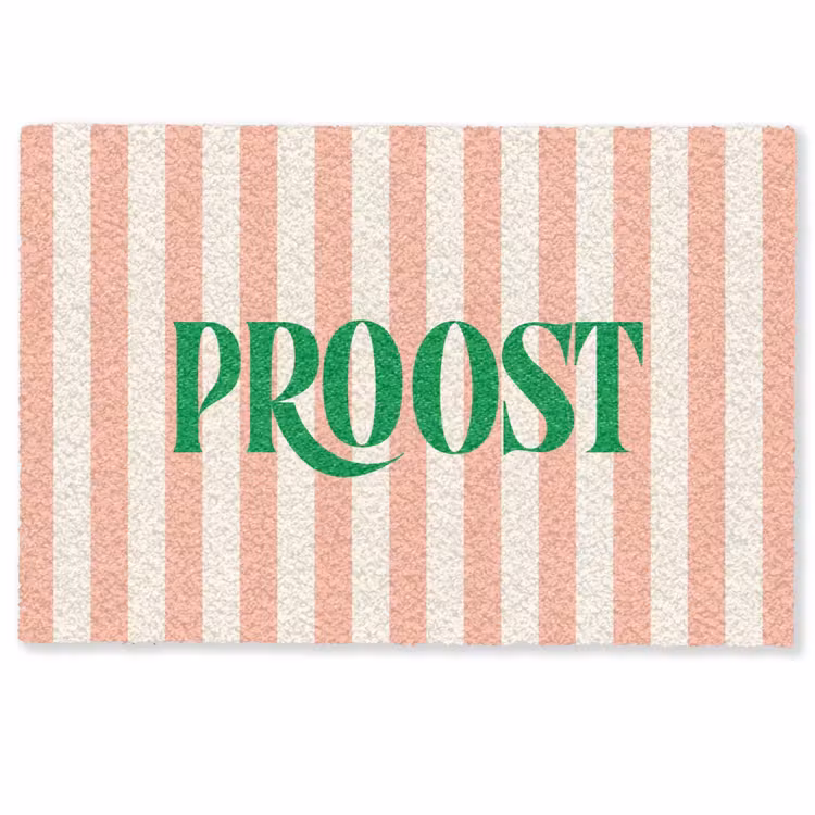 Deurmat - Zachtroze - Groen - Strepen - Proost — 1
