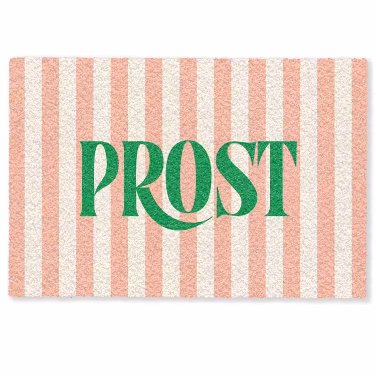 Deurmat - Zachtroze - Groen - Strepen - Prost — 1
