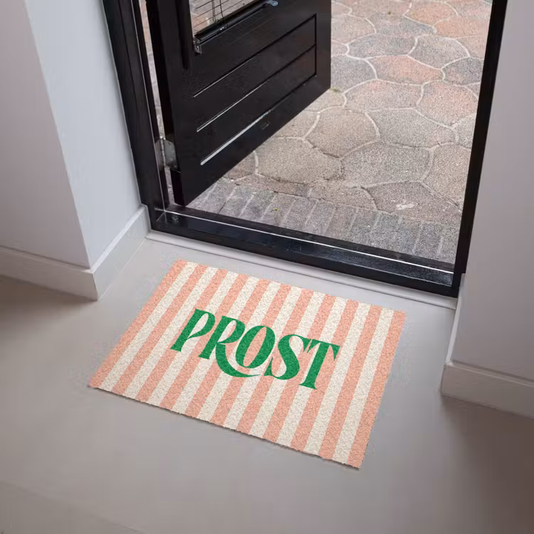 Deurmat - Zachtroze - Groen - Strepen - Prost — 4