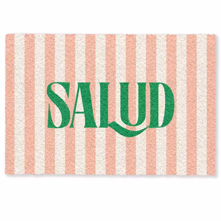 Deurmat - Zachtroze - Groen - Strepen - Salud — 1