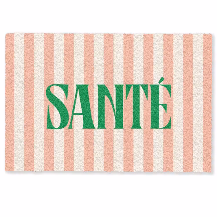 Deurmat - Zachtroze - Groen - Strepen - Santé — 1