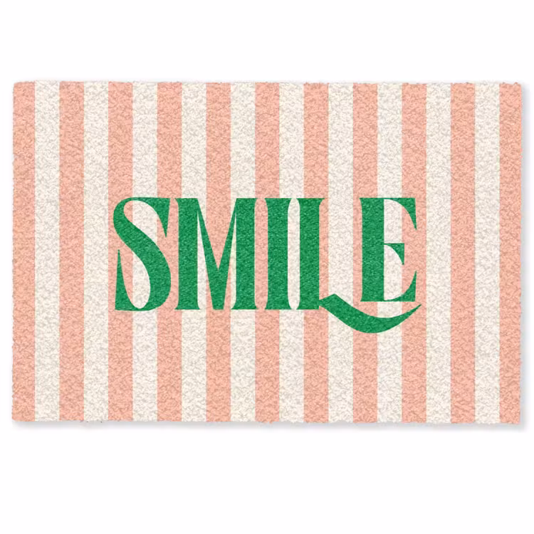 Deurmat - Zachtroze - Groen - Strepen - Smile — 1
