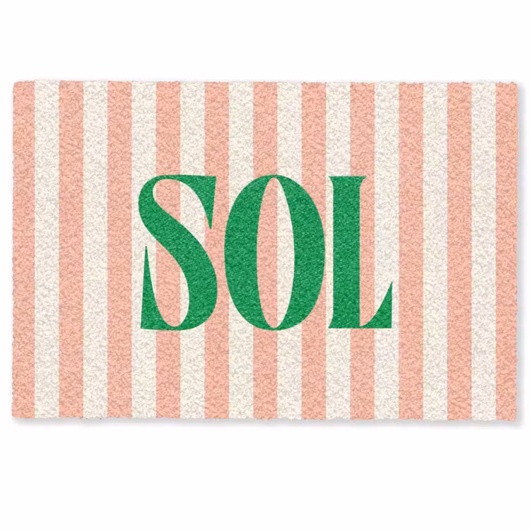 Deurmat - Zachtroze - Groen - Strepen - Sol — 1