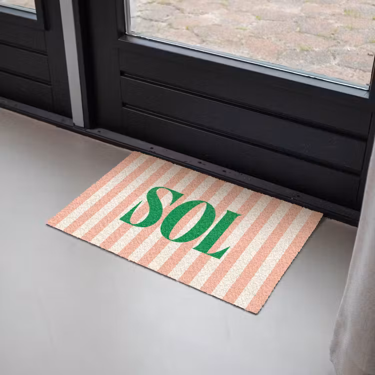 Deurmat - Zachtroze - Groen - Strepen - Sol — 2