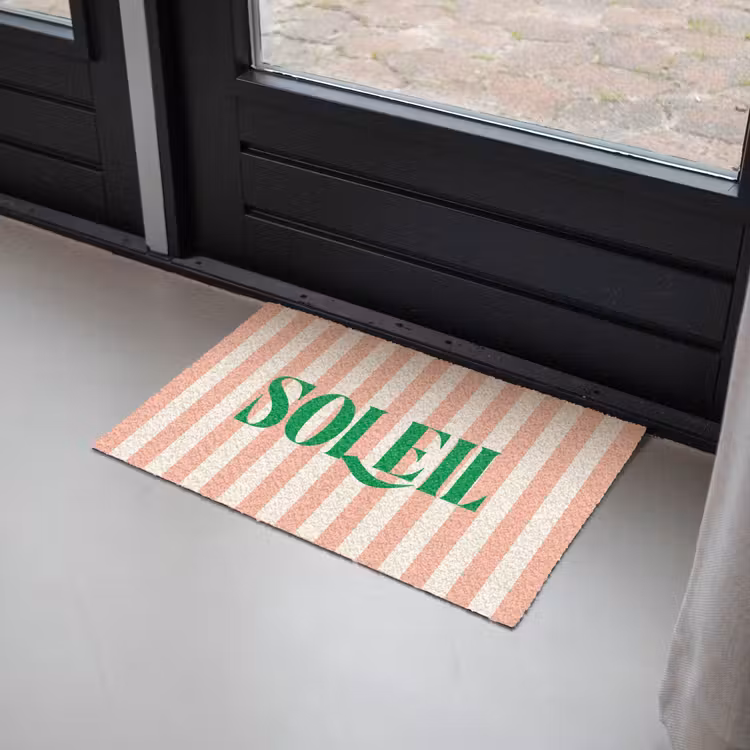 Deurmat - Zachtroze - Groen - Strepen - Soleil — 2
