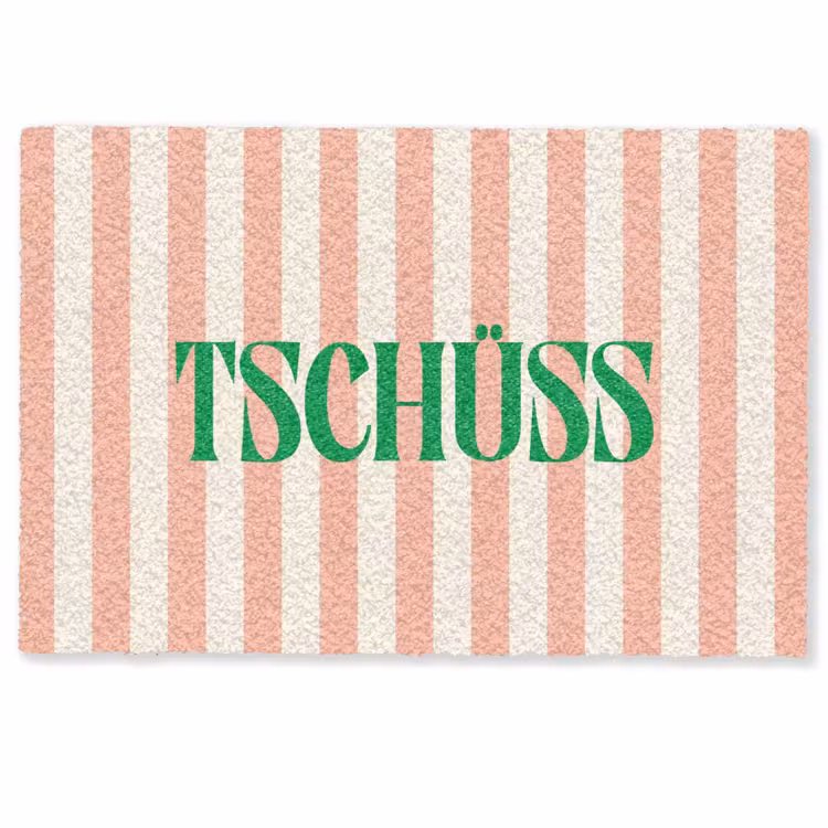 Deurmat - Zachtroze - Groen - Strepen - Tschüss — 1