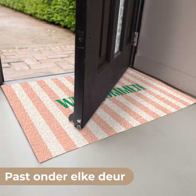 Deurmat - Zachtroze - Groen - Strepen - Wilkommen — 7