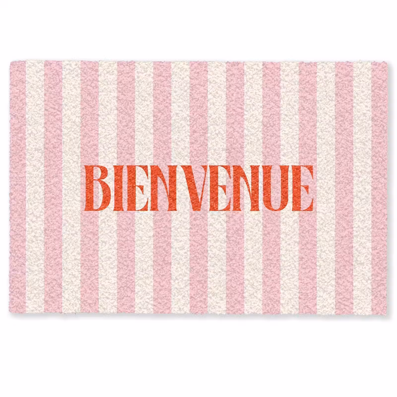 Deurmat - Zachtroze - Rood - Strepen - Bienvenue — 1