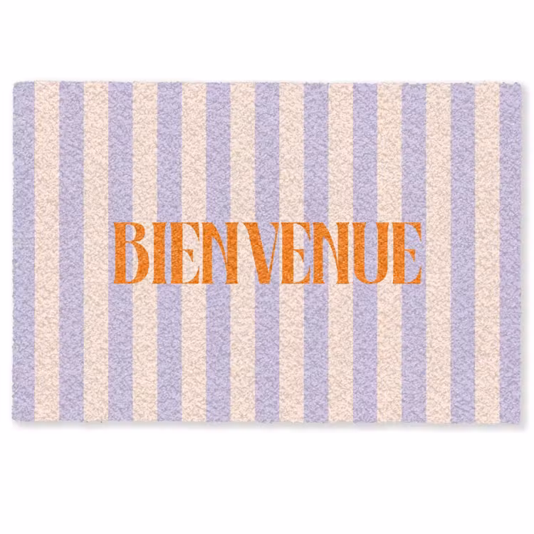 Deurmat - Lila - Oranje - Strepen - Bienvenue — 1