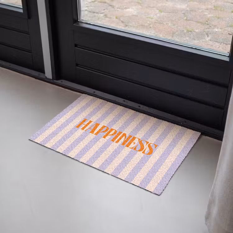 Deurmat - Lila - Oranje - Strepen - Happiness — 2