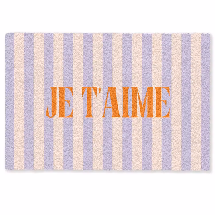 Deurmat - Lila - Oranje - Strepen - Je t'aime — 1
