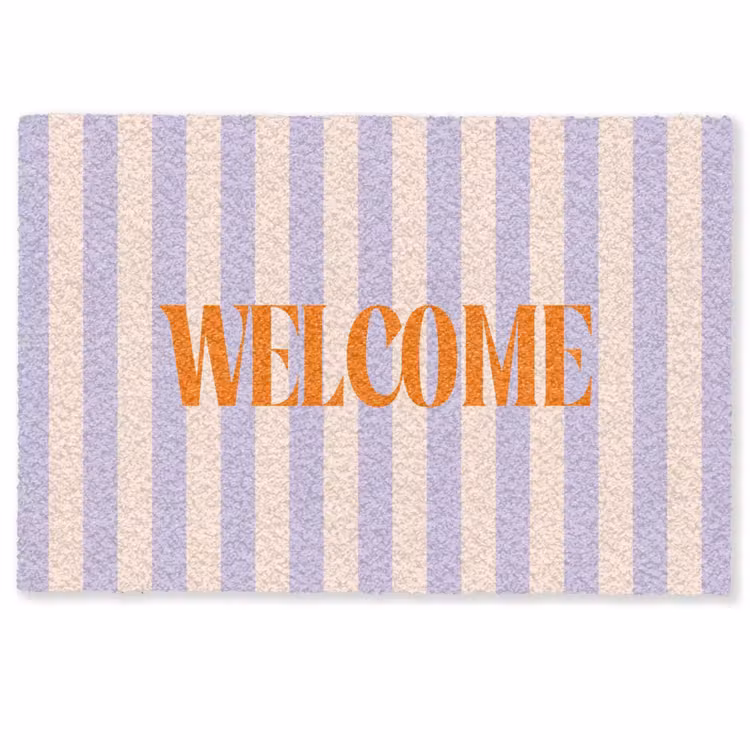 Deurmat - Lila - Oranje - Strepen - Welcome — 1