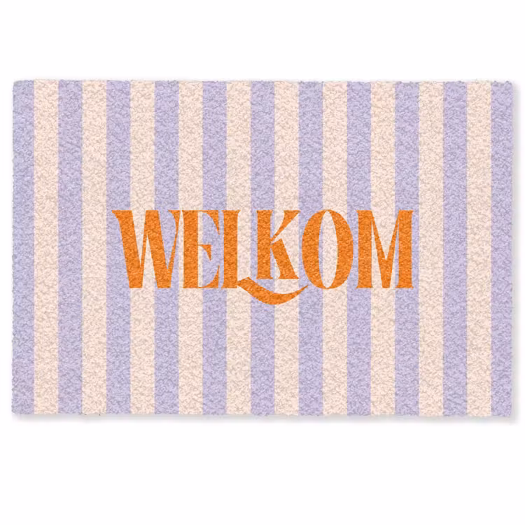 Deurmat - Lila - Oranje - Strepen - Welkom — 1
