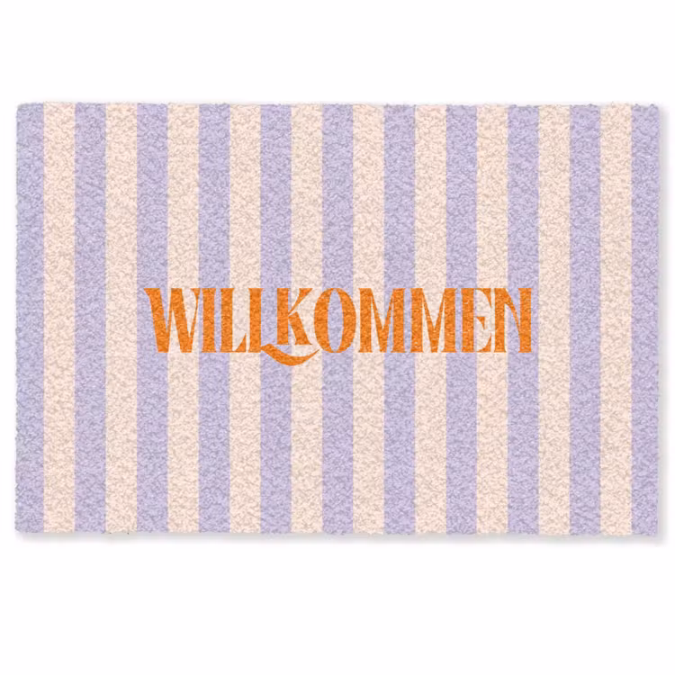 Deurmat - Lila - Oranje - Strepen - Wilkommen — 1