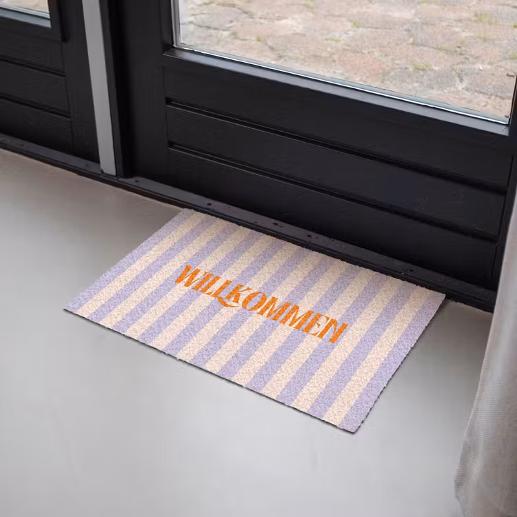 Deurmat - Lila - Oranje - Strepen - Wilkommen — 2