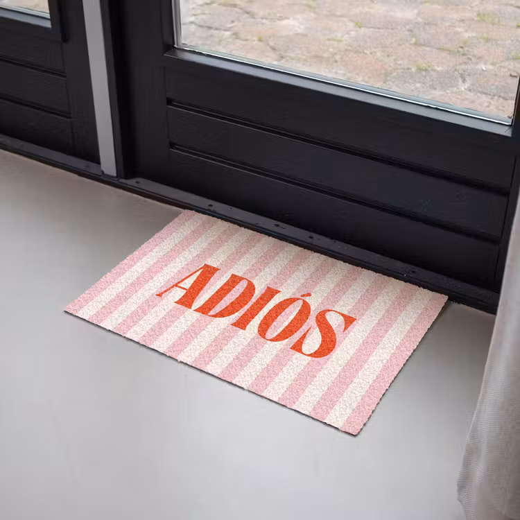 Deurmat - Zachtroze - Rood - Strepen - Adiós — 2