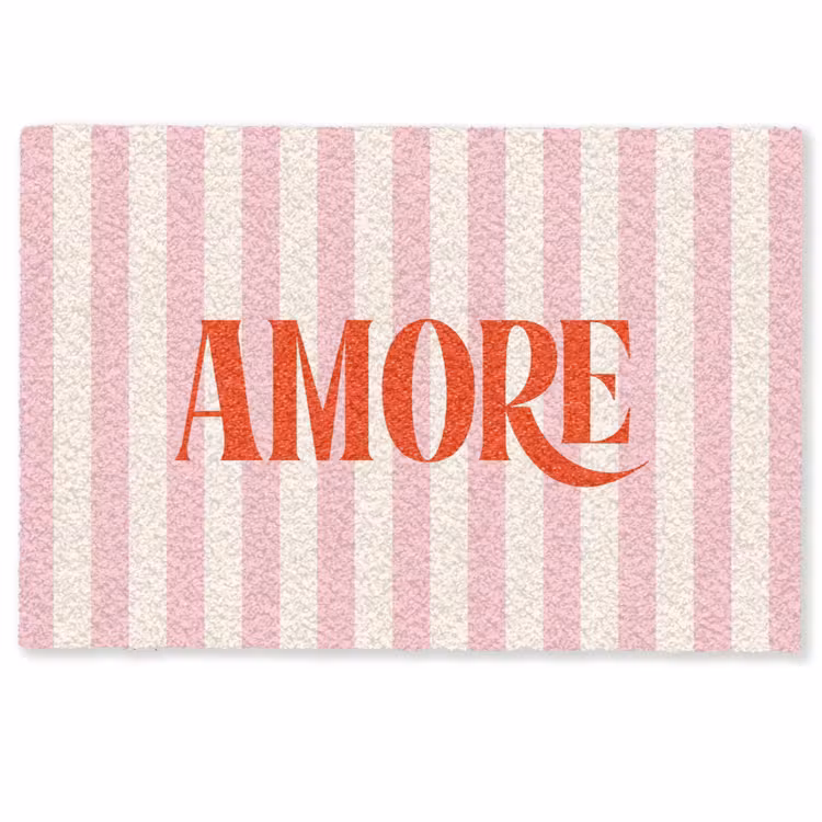 Deurmat - Zachtroze - Rood - Strepen - Amore — 1
