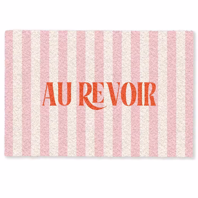 Deurmat - Zachtroze - Rood - Strepen - Au Revoir — 1