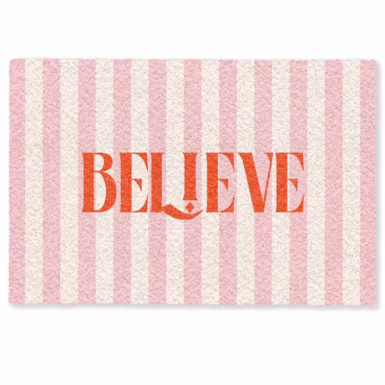 Deurmat - Zachtroze - Rood - Strepen - Believe — 1