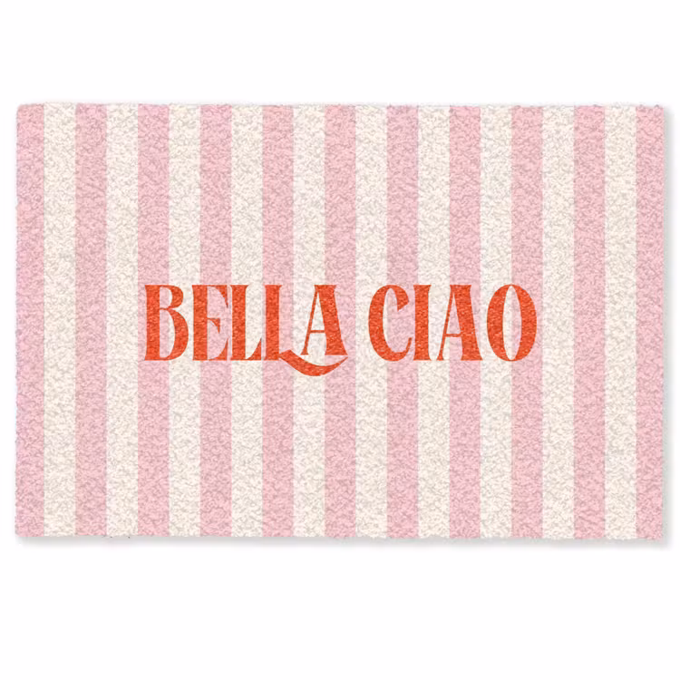 Deurmat - Zachtroze - Rood - Strepen - Bella Ciao — 1