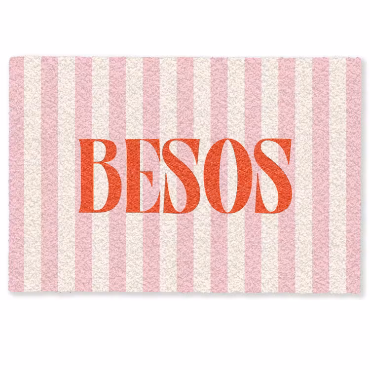 Deurmat - Zachtroze - Rood - Strepen - Besos — 1